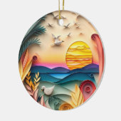 3D海シーンクリスマス セラミックオーナメント (左)