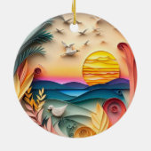 3D海シーンクリスマス セラミックオーナメント (裏面)