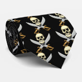 3D海賊スカルおよび交差させた剣 ネクタイ (ロール)