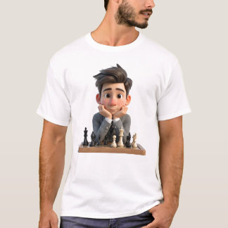 3D漫画チェス・マスターの思考 Tシャツ