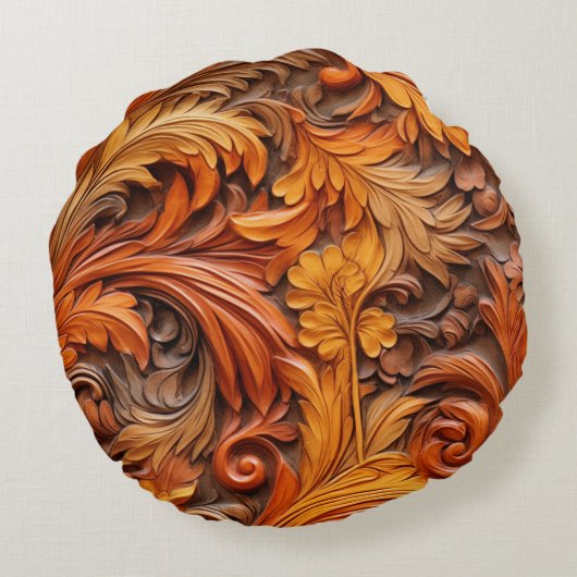 3d焼きオレンジフローラ円枕 ラウンドクッション (裏面)