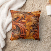 3d焼けオレンジ色フローラ装飾用クッション クッション (ブランケット)