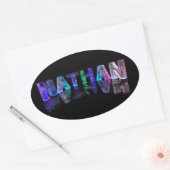 3D照明におけるネイサンの名前（写真） 楕円形シール (封筒)