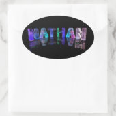 3D照明におけるネイサンの名前（写真） 楕円形シール (バッグ)