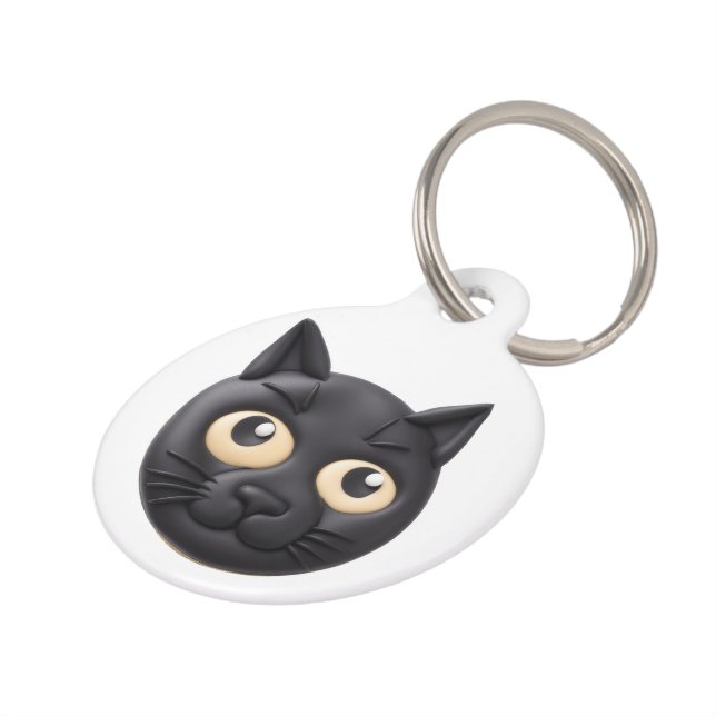 3D猫にインスパイアされたデザイン ペット　ネームタグ (側面)