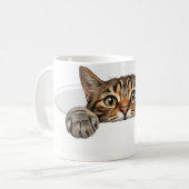 3D猫の縁覗き光学イリュージョンマグカップ コーヒーマグカップ (正面左)
