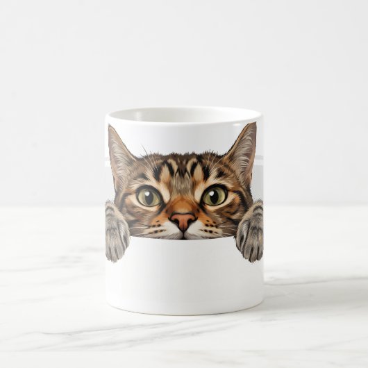 3D猫の縁覗き光学イリュージョンマグカップ コーヒーマグカップ (中央)