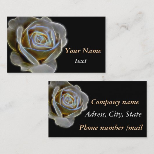 3D白いバラ 名刺 (正面/裏面)