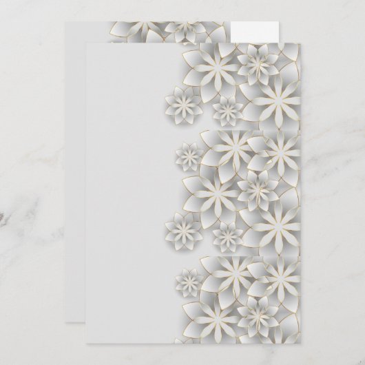 3d白い花 招待状 (正面/裏面)