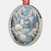 3D白うさぎウッドランドチャーストマスアニマル メタルオーナメント (左)