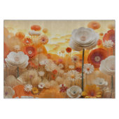3D白オレンジ色の花 カッティングボード (正面)