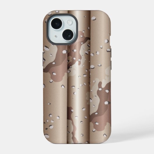 3D砂漠迷彩柄 iPhone 15ケース (裏面)