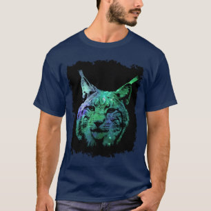 3D神秘的な銀河系のオオヤマネコの多彩なファンタジーの野生猫 Tシャツ