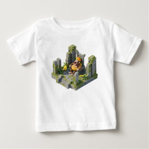 3D等角投影のサル王が古代の石の上であくびする ベビーTシャツ