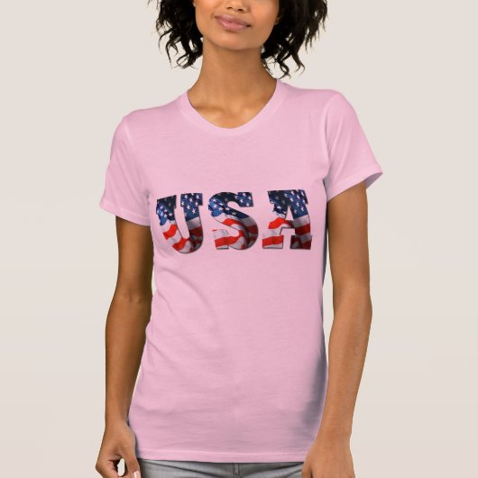 3D米国の旗の愛国心が強いレトロのTシャツ Tシャツ (正面)