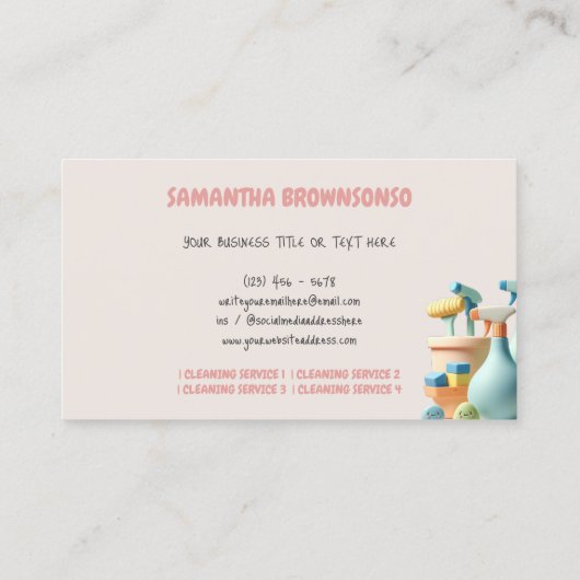3D粘土プラスチック女性清掃用キャラクタ 名刺 (裏面)