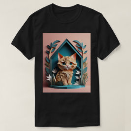3D紙アートキッテンデザインTシャツ Tシャツ