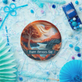 3D紙アートツリーズリバーファーザーズデイ ペーパープレート (パーティー)