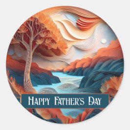 3D紙アートツリーズリバーファーザーズデイ ラウンドシール