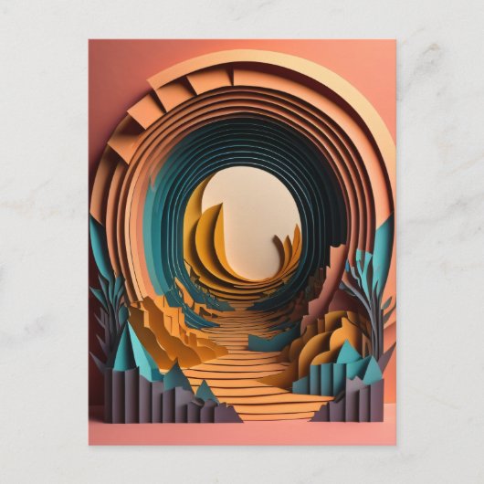 3D紙アートデザインTシャツ ポストカード (正面)