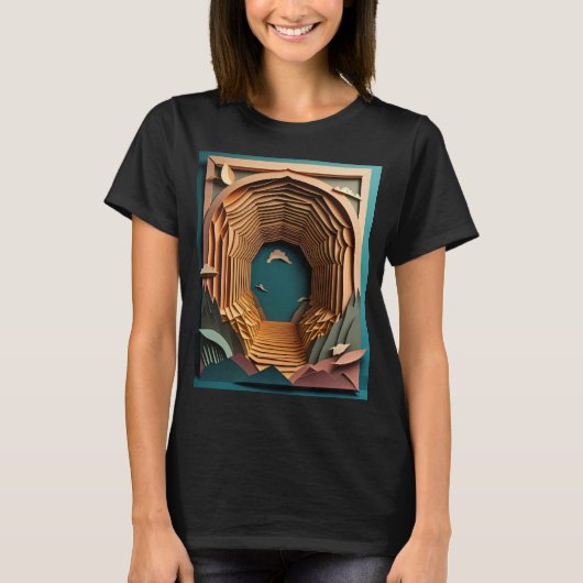 3D紙アートデザインTシャツ Tシャツ (正面)