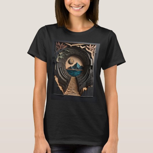 3D紙アートデザインTシャツ Tシャツ (正面)
