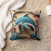 3D紙アートドルフィンデザインTシャツ クッション (ブランケット)