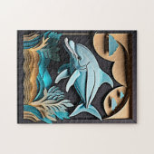 3D紙アートドルフィンデザインTシャツ ジグソーパズル (横)