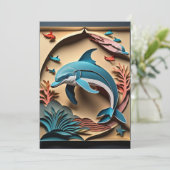 3D紙アートドルフィンデザインTシャツ 招待状 (スタンド正面)