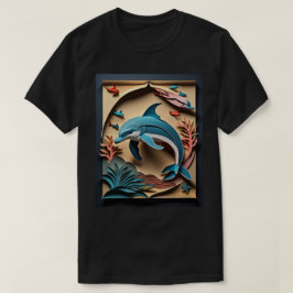 3D紙アートドルフィンデザインTシャツ Tシャツ