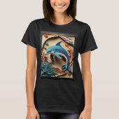 3D紙アートドルフィンデザインTシャツ Tシャツ (正面)