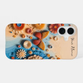 3D紙アートバタフライと花iPhone 16ケース iPhone 16ケース (裏面横)
