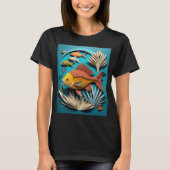 3D紙アートフィッシュデザインTシャツ Tシャツ (正面)