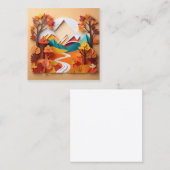 3d紙アート、スティの秋シーズンの風景 スクエア名刺 (正面/裏面)