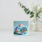 3d紙アート，湖の風景，山， スクエア名刺 (スタンド正面)