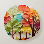 3D紙レイヤーツリーの風景自然ギフトのためのもの ラウンドクッション (裏面)