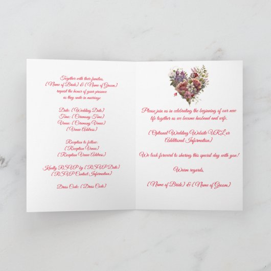 3D紙切り出し結婚式招待状 招待状 (内部)