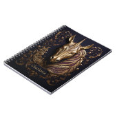 3D素晴らしゴールデンユニコーンパーソナライズされた ノートブック (左側)