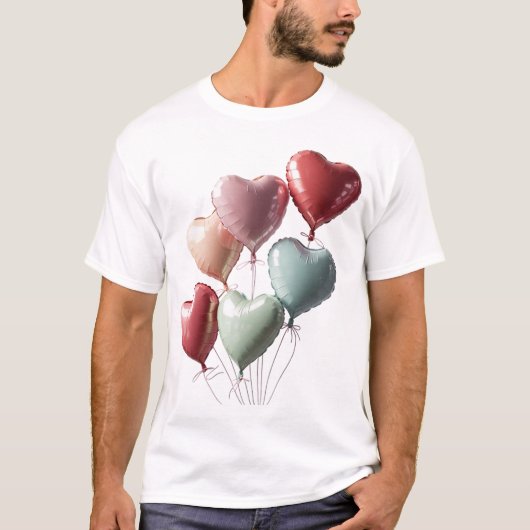 🎈 3D素晴らしハートバルーン：ロマンティに最適 Tシャツ (正面)