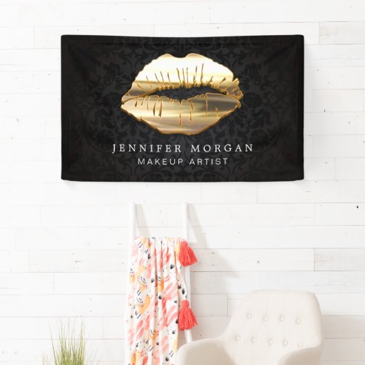 3D素晴らし金ゴールドリップダマスク美しいサロン 横断幕 (インサイチュ)