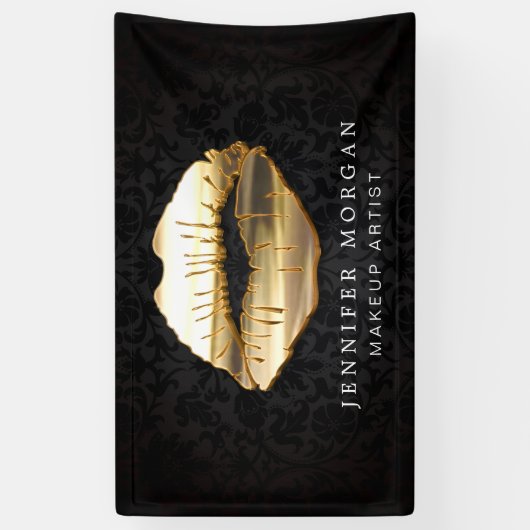 3D素晴らし金ゴールドリップダマスク美しいサロン 横断幕 (縦)