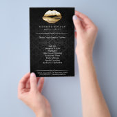 3D素晴らし金ゴールドリップメイクアップアーティスト美しいサロン チラシ (ハンドル)