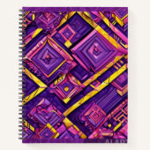 3D紫、ピンク、黄色のジオメトリックノートブック ノートブック (正面)