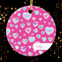 3D結晶かわいらし宝石ハートピンクのクリスマス