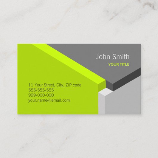 3D緑の灰色の幾何学の建築家の名刺 名刺 (正面)