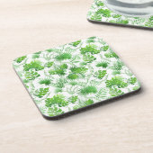 3D緑葉色パターン01A青BG コースター (左側)