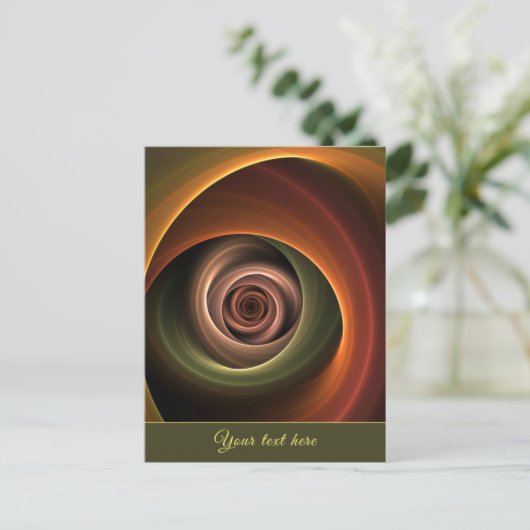 3D緩和曲線抽象芸術暖色フラクタルモダン文字 シーズンポストカード (スタンド正面)