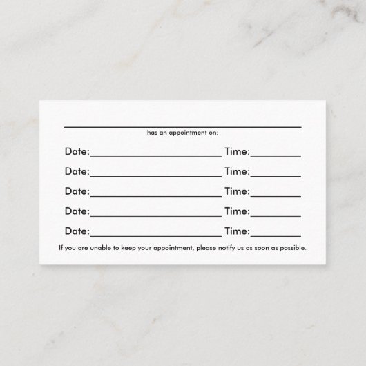 3D脊椎グラフィックカイロプラクティックアポイントメントカード 名刺 (裏面)