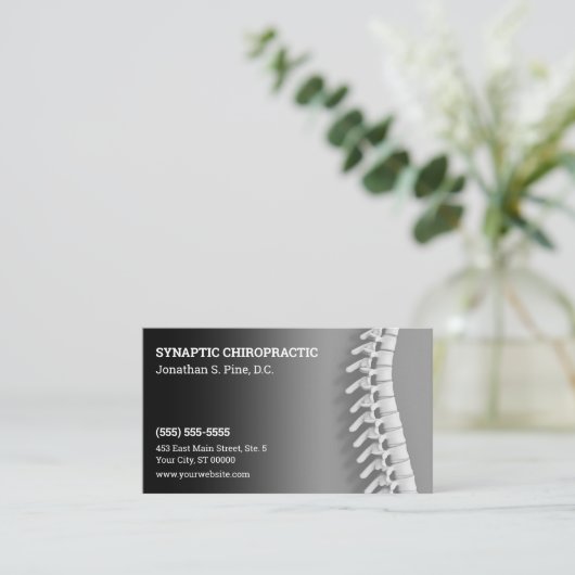 3D脊椎黒グレーカイロプラクティックアポイントメントカード 予約カード (スタンド正面)