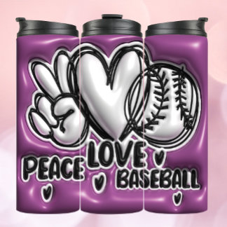 3D膨らんだタンブラー – Peace Love Baseball タンブラー